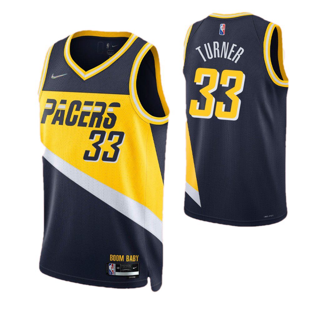Men's Indiana Pacers Myles Turner #33 Navy 2021/22 Swingman NBA Jersey - City Edition-Pro Kit Vault | Brand New 26/27 Sports Jerseys